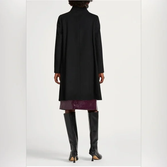 NWT! Cinzia Rocca Icons Wool/ Cashmere Coat With Stand up Collar Black size 12 - Picture 2 of 12